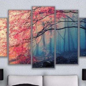 Farbenfroher Wald Pentaptychon Diamond Painting