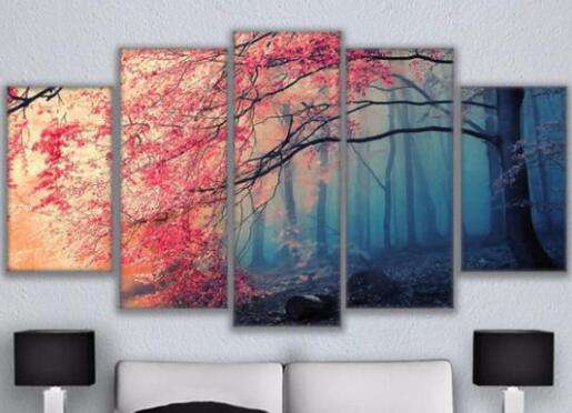 Farbenfroher Wald Pentaptychon Diamond Painting