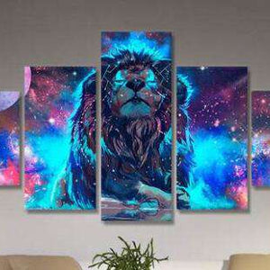 Mächtiger Löwe Pentaptychon Diamond Painting
