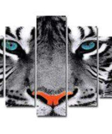 Tiger mit blauen Augen - 5-teiliges Diamond Painting Pentaptychon
