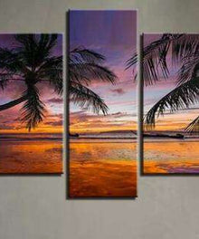 Palmen Sonnenuntergang Pentaptychon Diamond Painting