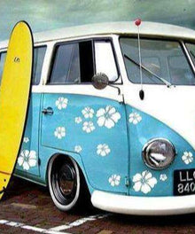 Blauer Van Gelbes Surfbrett Diamond Painting