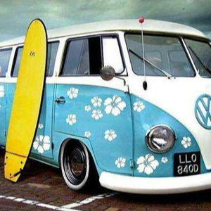 Blauer Van Gelbes Surfbrett Diamond Painting