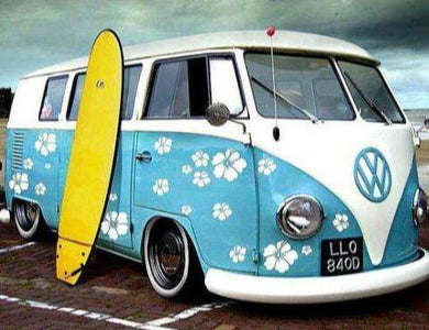 Blauer Van Gelbes Surfbrett Diamond Painting