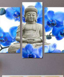 Buddha mit blauen Blumen Diamond Painting 5-teilig