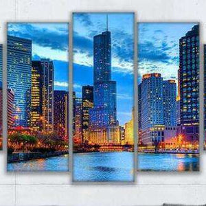 Städtische Skyline Pentaptychon Diamond Painting