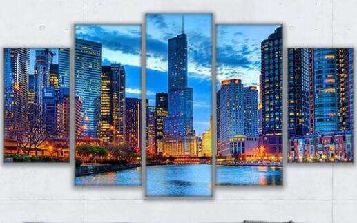 Städtische Skyline Pentaptychon Diamond Painting