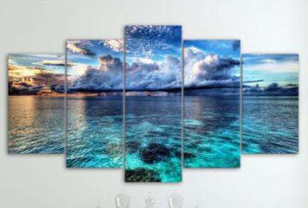 Azurblaues Meer Pentaptychon Diamond Painting