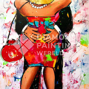 Fette Dame umarmt | Exklusiv - Edition (Exklusiv - Edition) - Diamond Painting Motiv