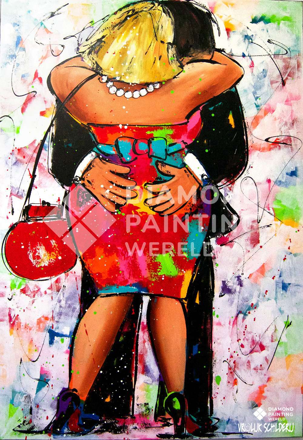 Fette Dame umarmt | Exklusiv - Edition (Exklusiv - Edition) - Diamond Painting Motiv