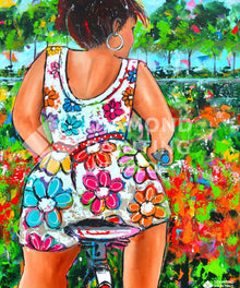 Dicke Dame auf dem Fahrrad (Exklusiv - Edition) - Diamond Painting Motiv