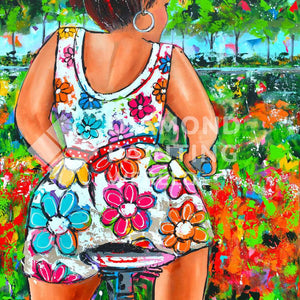 Dicke Dame auf dem Fahrrad (Exklusiv - Edition) - Diamond Painting Motiv