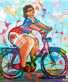Dicke Dame auf dem Fahrrad - Diamond Painting Motiv