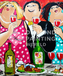 Fette Damen beim Wein | Exklusiv - Edition - Diamond Painting Motiv