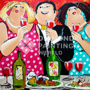 Fette Damen beim Wein | Exklusiv - Edition - Diamond Painting Motiv