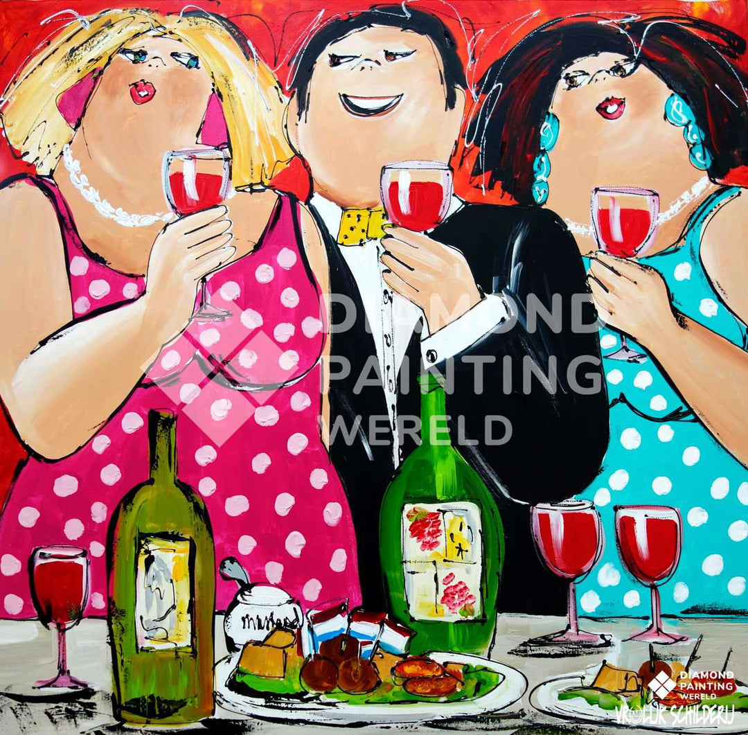 Fette Damen beim Wein | Exklusiv - Edition - Diamond Painting Motiv