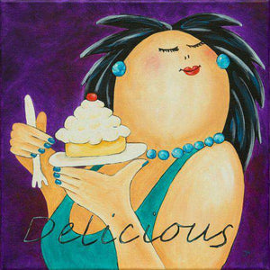 Dame mit Dessert Diamond Painting Motiv