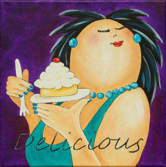 Dame mit Dessert Diamond Painting Motiv