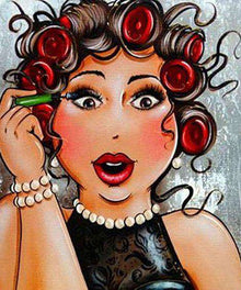 Dame mit Lockenwicklern Diamond Painting