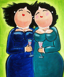 Schwestern mit Wein Diamond Painting Motiv