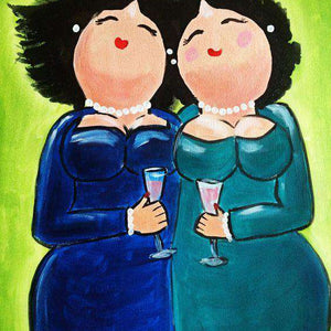 Schwestern mit Wein Diamond Painting Motiv