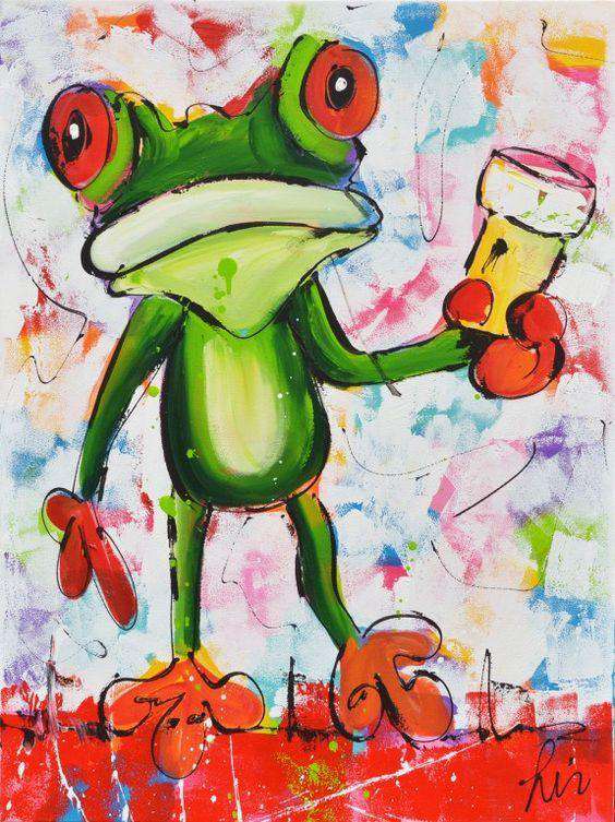 Frosch mit Cocktail Diamond Painting Motiv