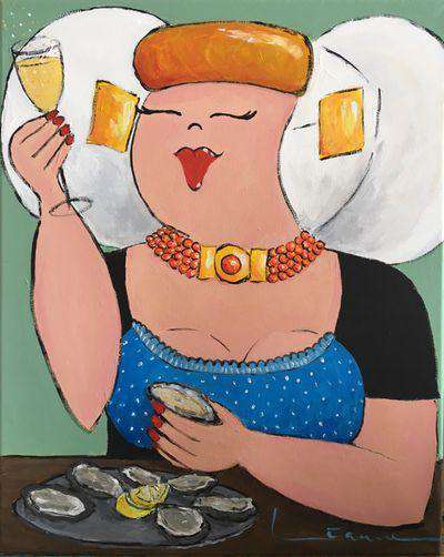 Dame mit Champagner und Austern Diamond Painting