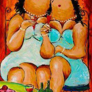 Damen mit Wein Diamond Painting mit Weingläsern
