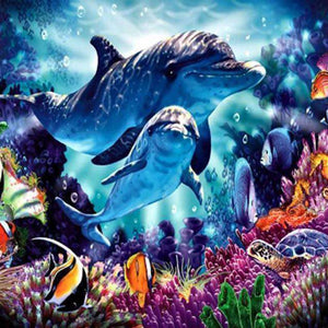 Delfin im Ozean Diamond Painting Motiv