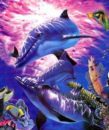 Delfin mit tropischen Fischen Diamond Painting