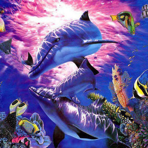 Delfin mit tropischen Fischen Diamond Painting