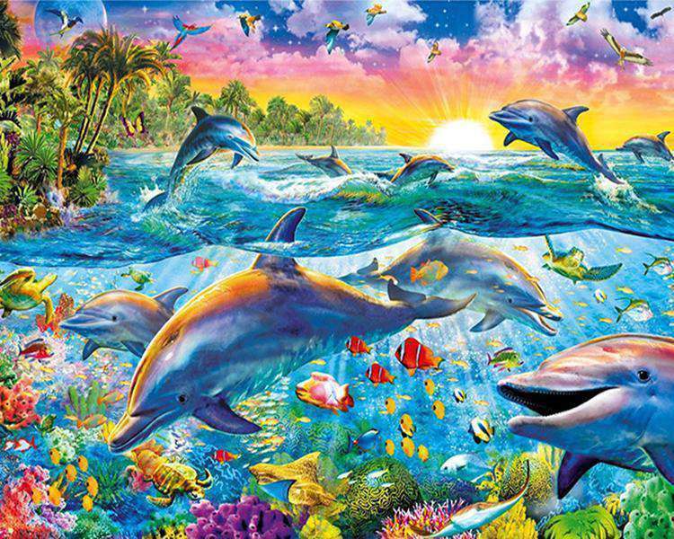 Delfine und tropische Fische Diamond Painting