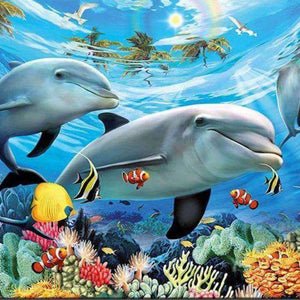 Delfine mit Fischen Diamond Painting