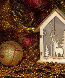 Ein Goldenes Weihnachtsfest Diamond Painting mit Hirschhaus