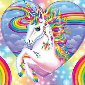 Einhorn farbig Diamond Painting mit Regenbogen