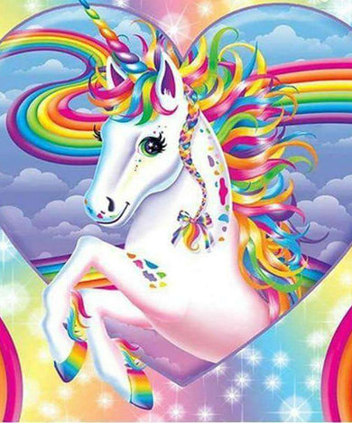 Einhorn farbig Diamond Painting mit Regenbogen