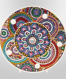 Runde First Light Mandala Diamond Painting Lampe mit bunten Steinen