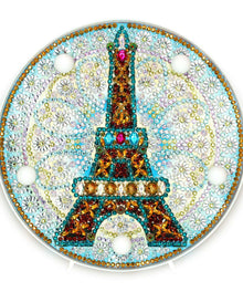 Runde Eiffelturm Diamond Painting Lampe mit Paris Motiv