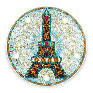 Runde Eiffelturm Diamond Painting Lampe mit Paris Motiv