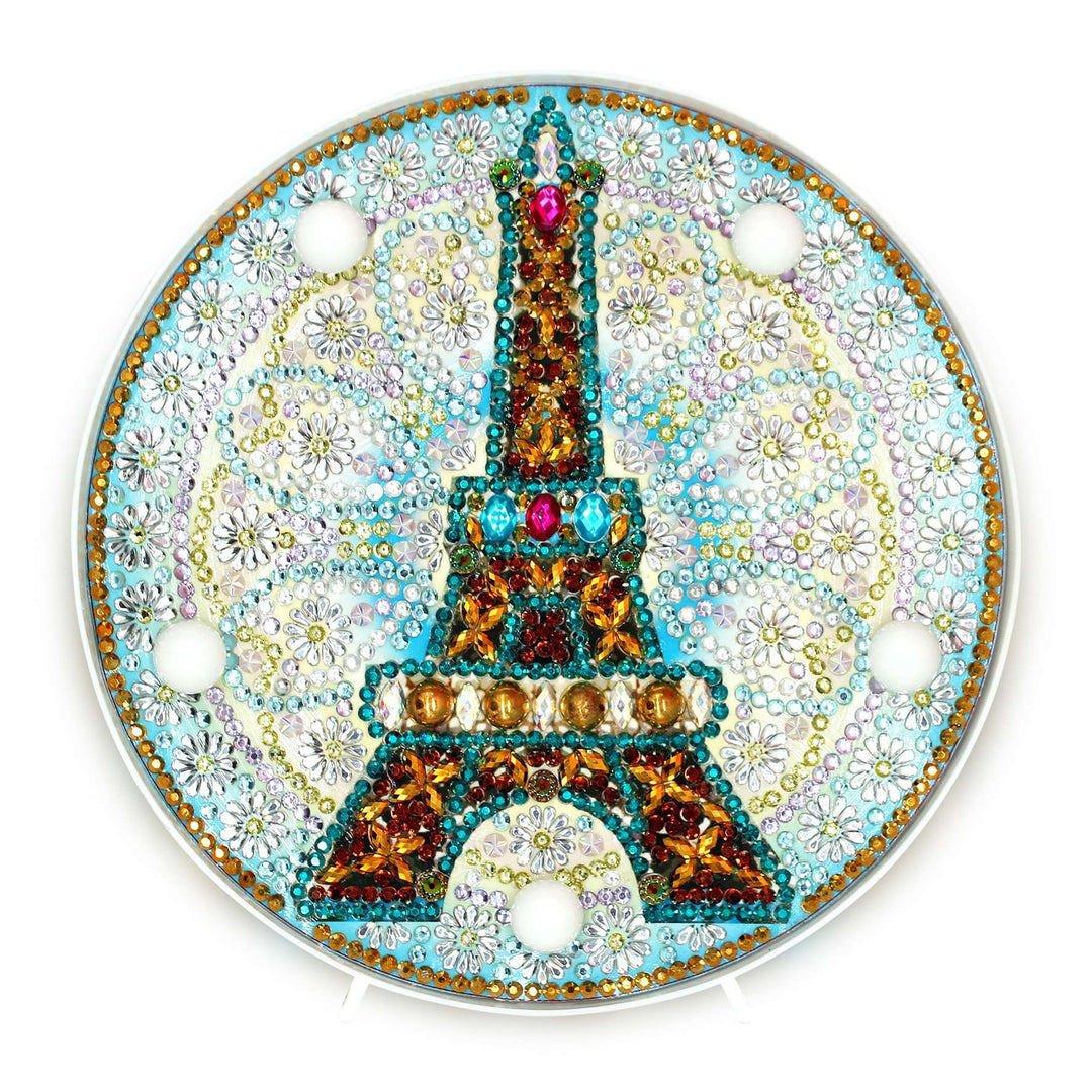 Runde Eiffelturm Diamond Painting Lampe mit Paris Motiv