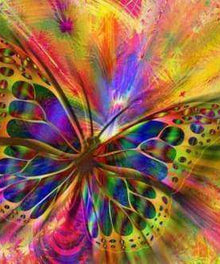 Explosion des Farbschmetterlings Diamond Painting mit Farbwirbel