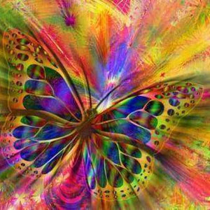 Explosion des Farbschmetterlings Diamond Painting mit Farbwirbel