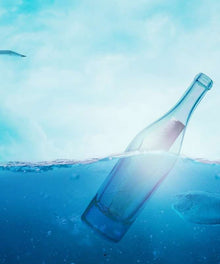Flaschenpost im Meer Diamond Painting mit Glasflasche im Wasser
