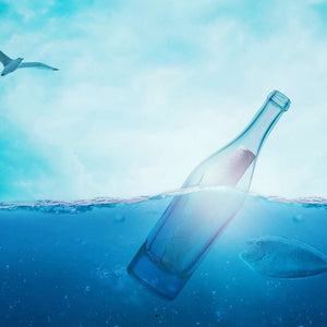 Flaschenpost im Meer Diamond Painting mit Glasflasche im Wasser