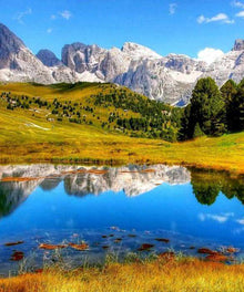Berge Kanada Diamond Painting mit Bergsee und Spiegelung