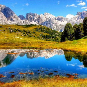 Berge Kanada Diamond Painting mit Bergsee und Spiegelung