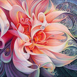 Abstrakte Blüte Diamond Painting mit geschwungenen Blättern