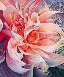 Abstrakte Blüte Diamond Painting mit geschwungenen Blättern