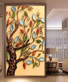 Farbiger Baum Großformat Diamond Painting mit bunten Blättern
