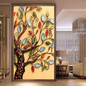 Farbiger Baum Großformat Diamond Painting mit bunten Blättern
